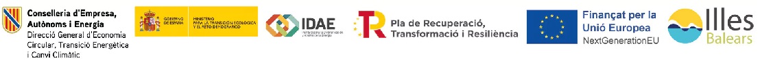 Logotipos Plan de Recuperación, Transformación y Resiliencia, NextGenerationEU, Gobierno de España e Illes Balears