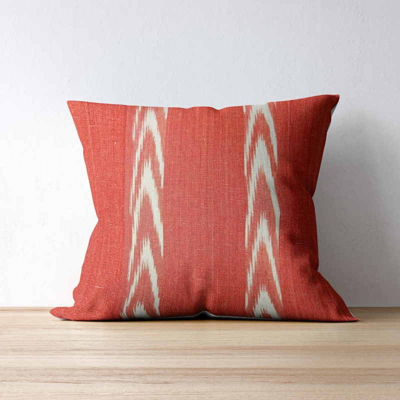 Alcadena Red on a throw pillow