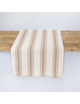 Table runner striped Ona Taupe